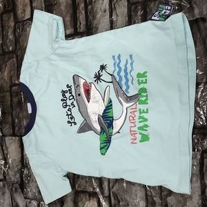 Little lad surf shark blue tee size 4 T for boys